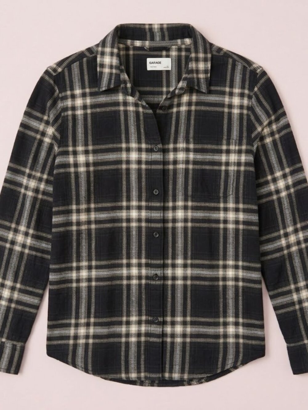 Garage Navy Blue Plaid Button-Up Shirt